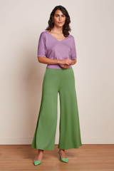 Hose Border Palazzo Cropped Milano Crepe Jade Green
