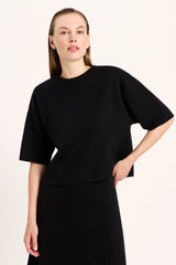 Kurzarm-Pullover Doubleface Black