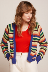 Strickjacke Blanca Molo Bluing von King Louie in Regenbogenfarben farbig gestreift