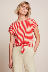 Top Aria Knot Chopito Stripe Fire Red