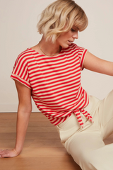 Top Aria Knot Chopito Stripe Fire Red