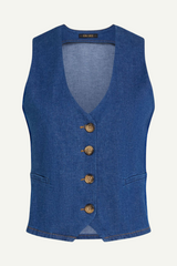 Gilet Bianca Chambray Denim Blue