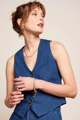 Gilet Bianca Chambray Denim Blue