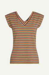 Top Double V Beebop Stripe Custard Yellow