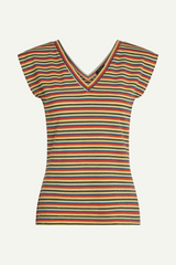 Top Double V Beebop Stripe Custard Yellow