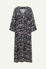 Kleid Midi Print Animal Stripes Rose