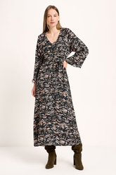 Kleid Midi Print Animal Stripes Rose