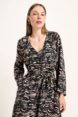 Kleid Midi Print Animal Stripes Rose