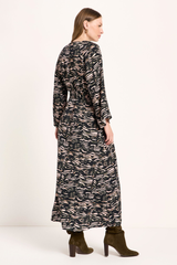Kleid Midi Print Animal Stripes Rose