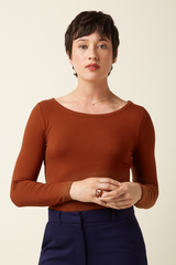 T-Shirt Lili Uni Rib Spicy Brown