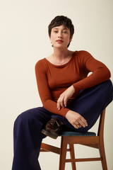 T-Shirt Lili Uni Rib Spicy Brown