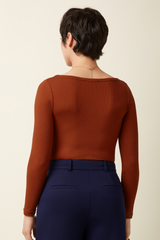 T-Shirt Lili Uni Rib Spicy Brown