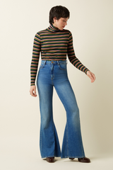 Top Rollneck Frostine Stripe Woodbine Green