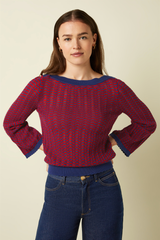 Top Audrey Trumpet Sleeve Tide Chili Red