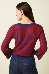 Top Audrey Trumpet Sleeve Tide Chili Red