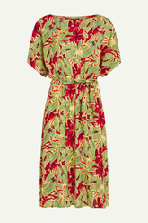 Leichtes Sommerkleid mit Blumenmuster in rot und grün von King Louie im Youmee.market Bern