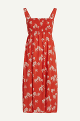 Rotes Sommerkleid mit weissen Palmenmuster von King Louie im Youmee.market Bern