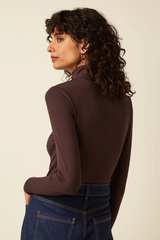 Top Rollneck Uni Rib Chocolate