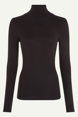 Top Rollneck Uni Rib Black