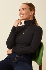 Top Rollneck Uni Rib Black
