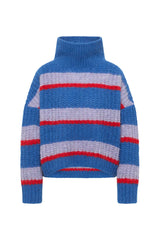 Grobstrickpullover Blue Violet Stripe