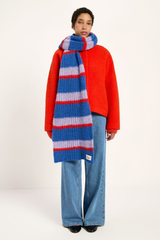Schal Grobstrick Blue Violet Stripe