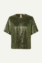 Pailletten Bluse kurzärmelig in grün im youmee.market in Bern