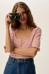 T-Shirt Ines Cerise Creme