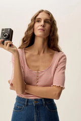 T-Shirt Ines Cerise Creme