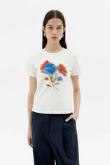 T-Shirt Blurry Flower Ida White