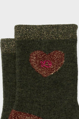 Socken Heart Dark Green