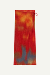 Thinking MU Rock Pauline mit Plissee & Farbverlauf in Rot-Gelb-Blau, recyceltes Material, erhältlich bei Youmee.market Bern