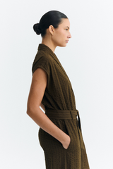 Jumpsuit Wood Seersucker Malawi Brown