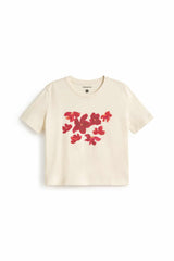 Thinking MU Zowie Red Garden T-Shirt Damen in Ecru aus 100% Bio-Baumwolle – Youmee.market Schweiz