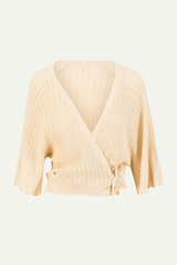 Strickjacke Sommer Fairy Wrap Pinkish-Orange White Knit