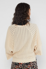 Strickjacke Sommer Fairy Wrap Pinkish-Orange White Knit