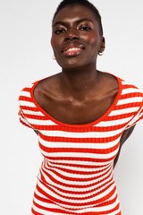 Kleid Laissez Fairy Chic Knit Stripe Red