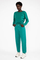 Cord Hose High Waist Olotte Emerald Feather Corduroy Green