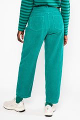 Cord Hose High Waist Olotte Emerald Feather Corduroy Green