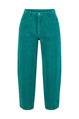 Cord Hose High Waist Olotte Emerald Feather Corduroy Green