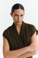 Jumpsuit Wood Seersucker Malawi Brown