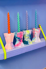 Jesmonit Kerzenständer in Smaragdgrün und Gelb