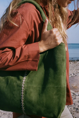 Tasche Suede Clea Crochet Banana Palm Green