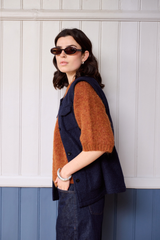 Kurzarm-Pullover Brune Knitted Ginger Bread Melee