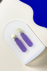 Ohrschmuck lila und gold von mimimpono aus recyceltem Acryl geometrische und minimalistische Form im Youmee.market Bern