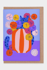 Postkarte Bunte Blaue Katze