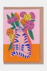 Postkarte Orange Bouquet Cat