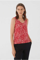 Tanktop Shirt Waves Print Rot Muster