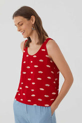 Shirt Lips Print Tank Top Rot Muster