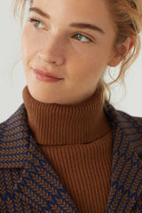 Blazer Jacquard Pockets Wheat Field Navy Blau